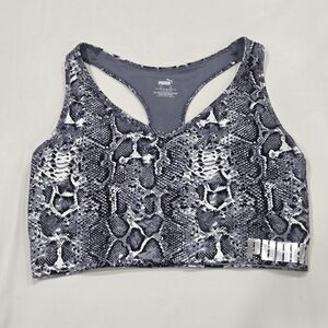 Puma Grey Snakeskin Print Racerback Sports Bra - XL
